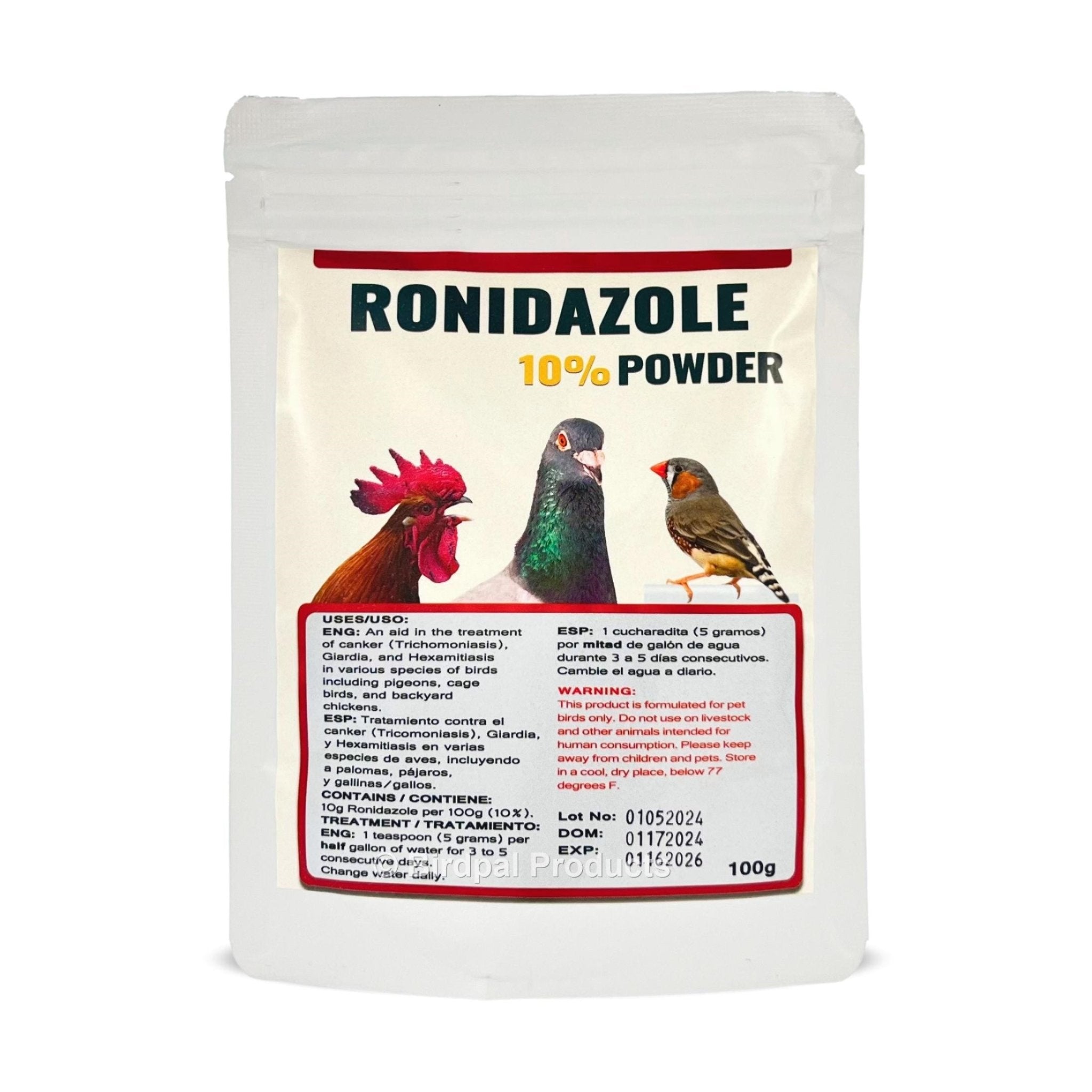 Ronidazole 10% Powder for Cage Birds, Pigeons, Chickens