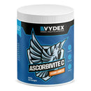 Vydex Ascorbivite C for pigeons in plastic pot with blue label on white background. 