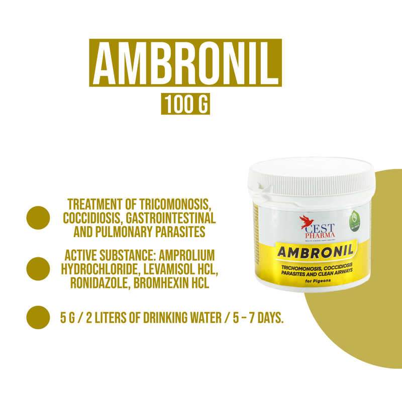 Cest Ambronil for Pigeons - For Cocci, Canker, Worms, & Respiratory - BirdPal Avian Products, Inc.