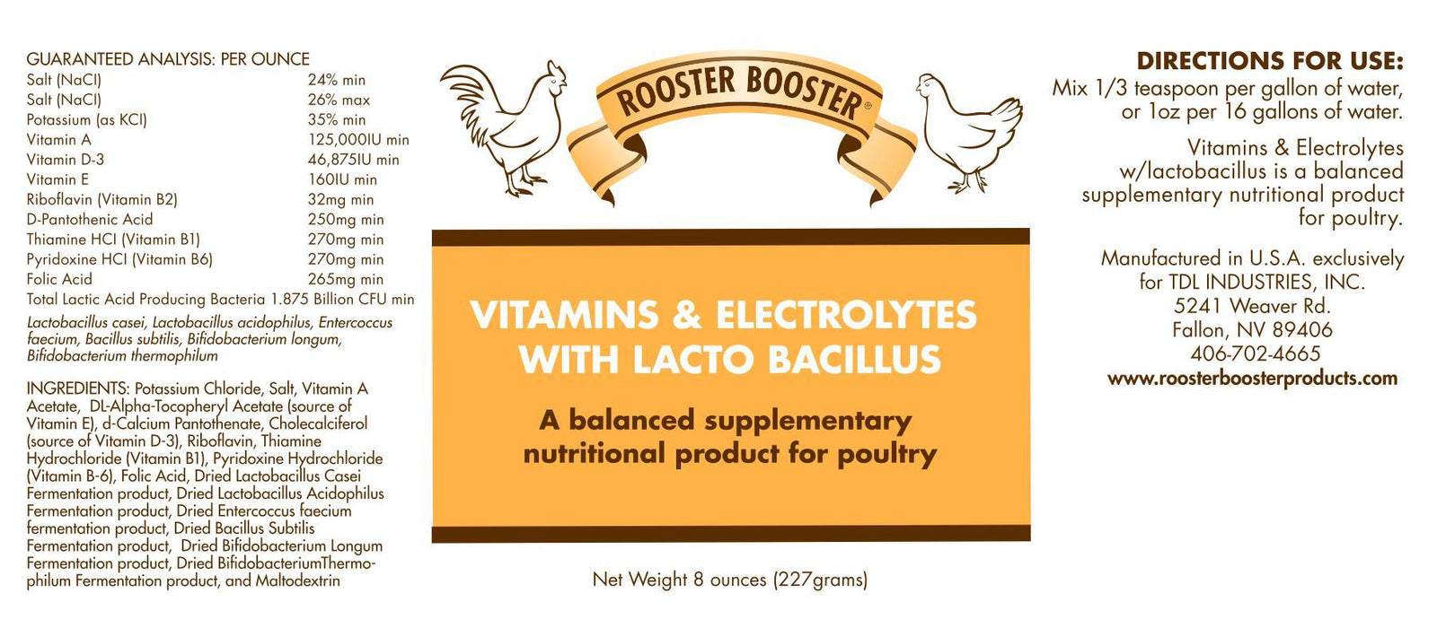 BirdPal Products- Rooster Booster Vitamins and Electrolytes for Poultry ...
