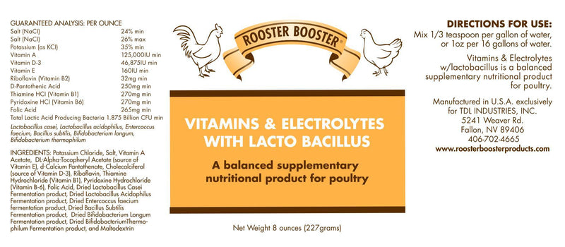 Rooster Booster Vitamins & Electrolytes w/ Lacto Bacillus - BirdPal Avian Products