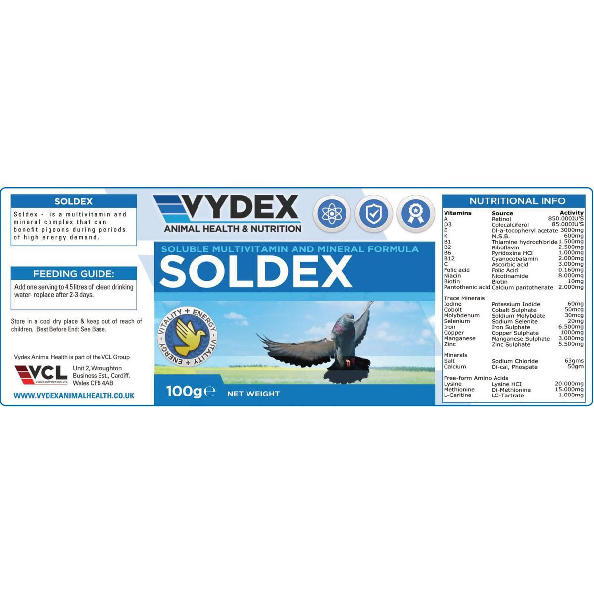Vydex Soldex - Vitamin & Mineral Complex for Pigeons