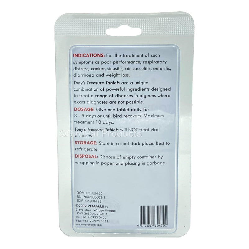Vetafarm Tonys Treasure Tablets - 5 in 1 Tablets for Pigeons