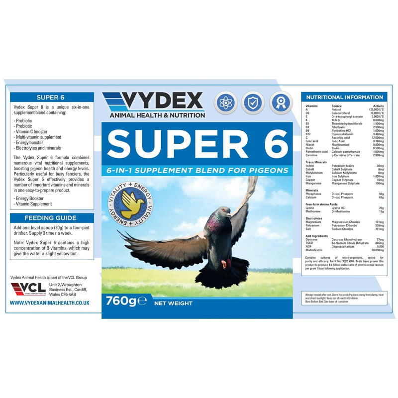 Vydex Super 6 - A Six-In-One Supplement Blend for Pigeons